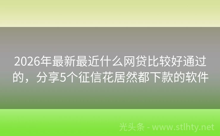 2026年最新最近什么网贷比较好通过的，分享5个征信花居然都下款的软件