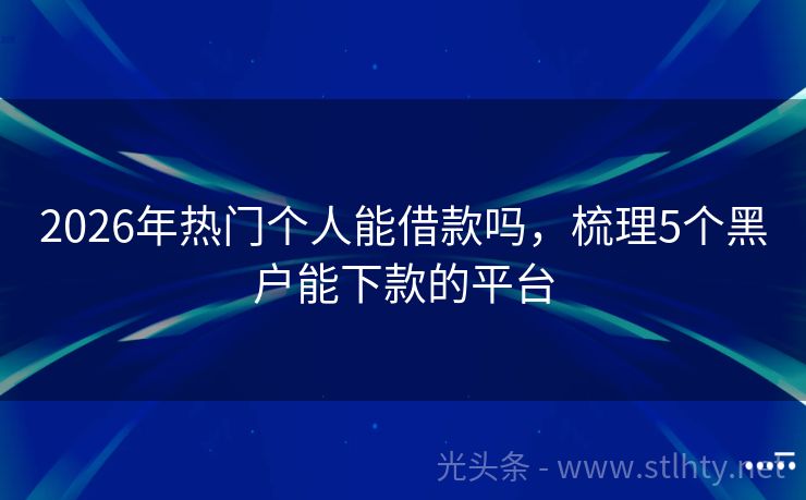 2026年热门个人能借款吗，梳理5个黑户能下款的平台