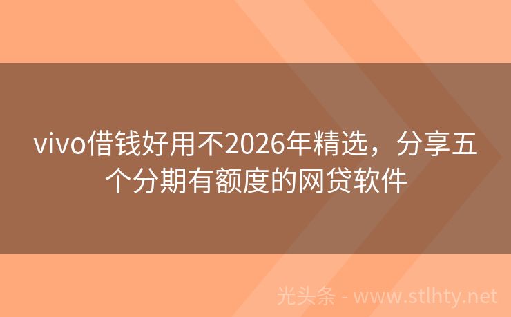 vivo借钱好用不2026年精选，分享五个分期有额度的网贷软件
