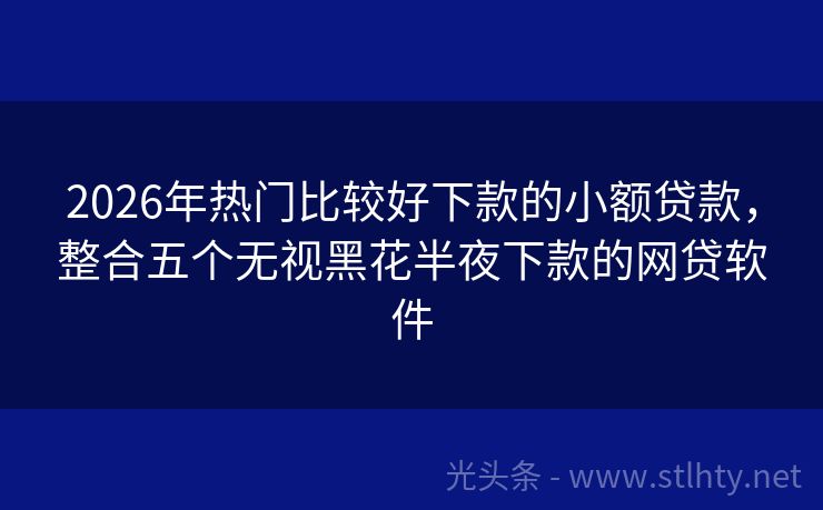 2026年热门比较好下款的小额贷款，整合五个无视黑花半夜下款的网贷软件