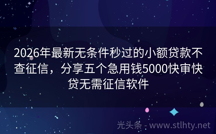 2026年最新无条件秒过的小额贷款不查征信，分享五个急用钱5000快审快贷无需征信软件