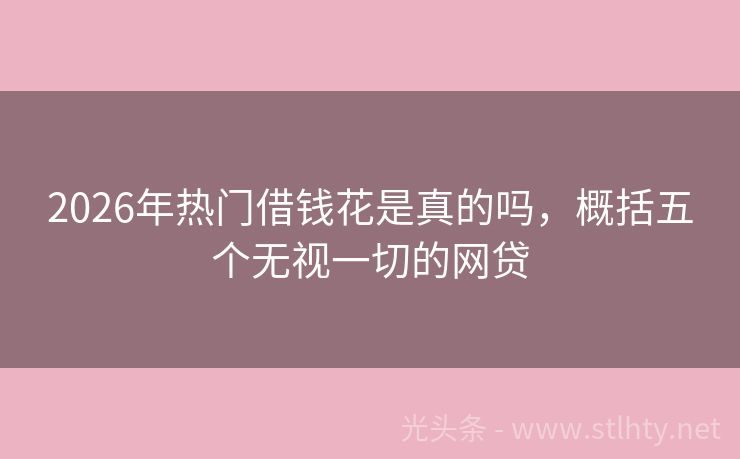 2026年热门借钱花是真的吗，概括五个无视一切的网贷