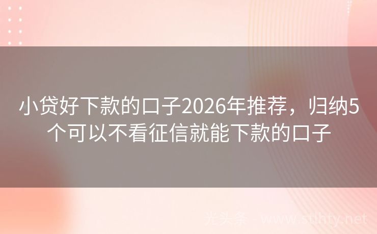 小贷好下款的口子2026年推荐，归纳5个可以不看征信就能下款的口子