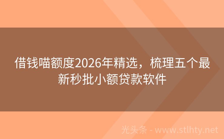 借钱喵额度2026年精选，梳理五个最新秒批小额贷款软件