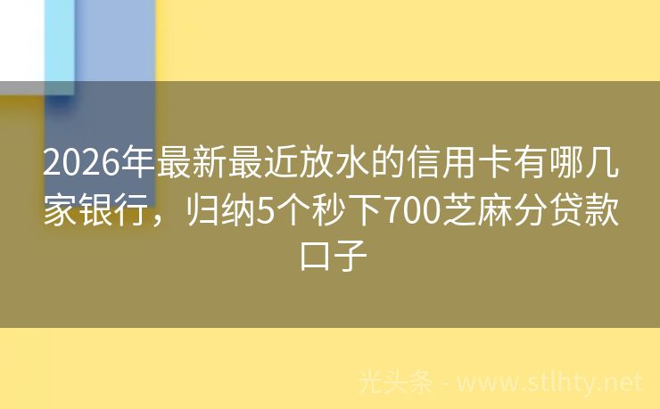 2026年最新最近放水的信用卡有哪几家银行，归纳5个秒下700芝麻分贷款口子