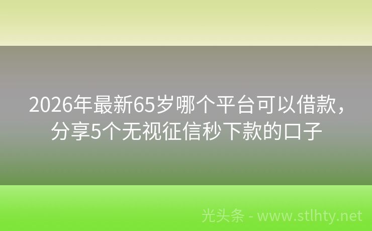 2026年最新65岁哪个平台可以借款，分享5个无视征信秒下款的口子