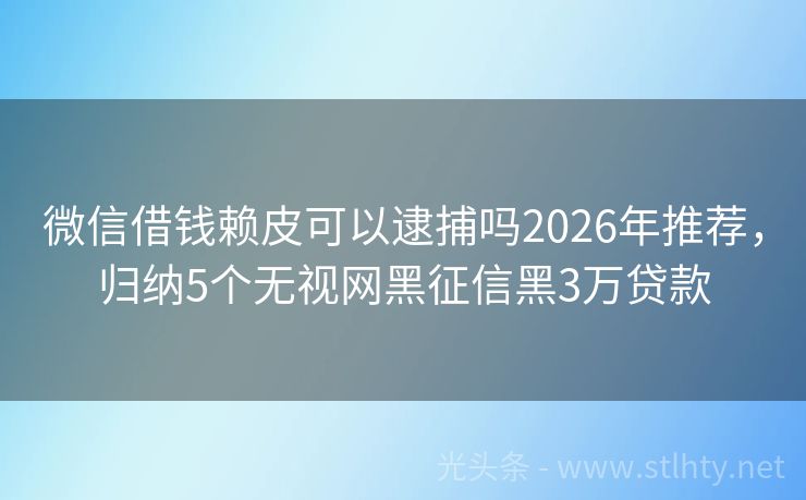 微信借钱赖皮可以逮捕吗2026年推荐，归纳5个无视网黑征信黑3万贷款
