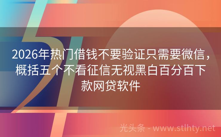 2026年热门借钱不要验证只需要微信，概括五个不看征信无视黑白百分百下款网贷软件