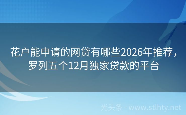 花户能申请的网贷有哪些2026年推荐，罗列五个12月独家贷款的平台