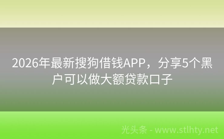 2026年最新搜狗借钱APP，分享5个黑户可以做大额贷款口子