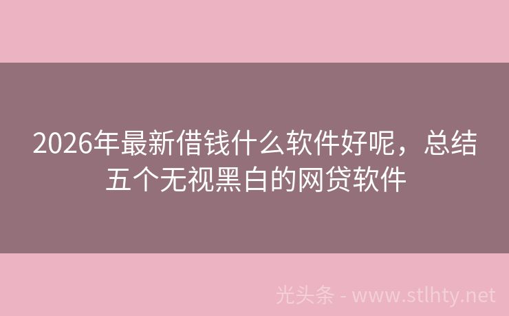 2026年最新借钱什么软件好呢，总结五个无视黑白的网贷软件