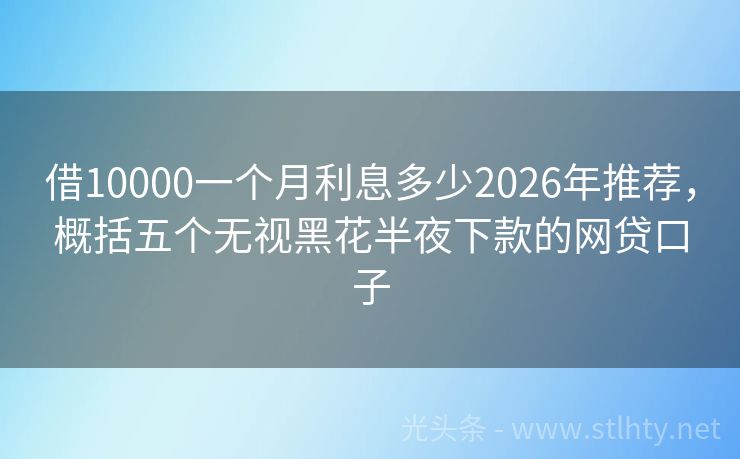 借10000一个月利息多少2026年推荐，概括五个无视黑花半夜下款的网贷口子