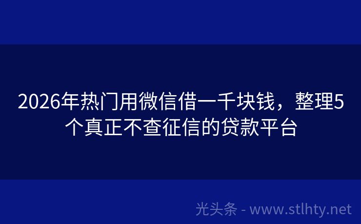 2026年热门用微信借一千块钱，整理5个真正不查征信的贷款平台