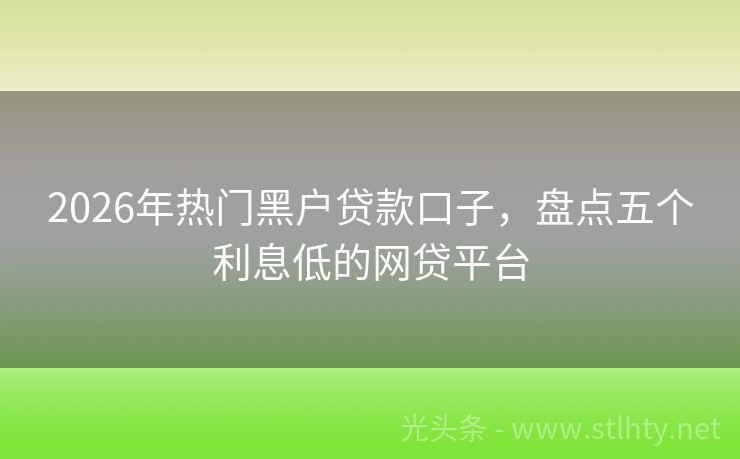 2026年热门黑户贷款口子，盘点五个利息低的网贷平台
