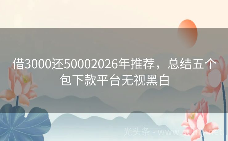 借3000还50002026年推荐，总结五个包下款平台无视黑白