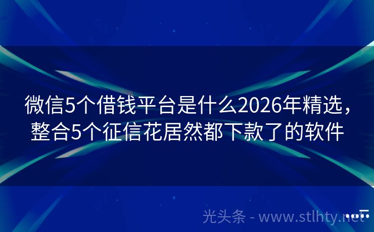 微信5个借钱平台是什么2026年精选,整合5个征信花居然都下款了的软件
