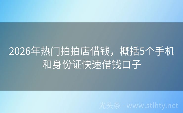 2026年热门拍拍店借钱，概括5个手机和身份证快速借钱口子