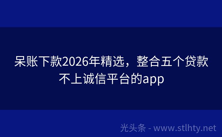 呆账下款2026年精选，整合五个贷款不上诚信平台的app