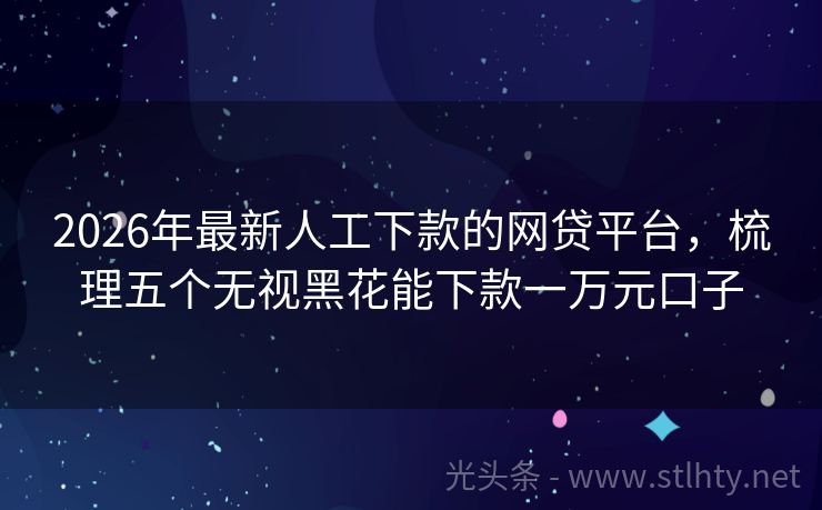 2026年最新人工下款的网贷平台，梳理五个无视黑花能下款一万元口子