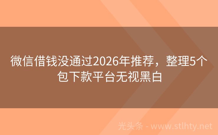 微信借钱没通过2026年推荐，整理5个包下款平台无视黑白
