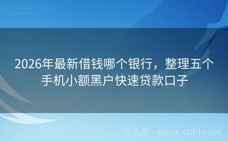 2026年最新借钱哪个银行，整理五个手机小额黑户快速贷款口子