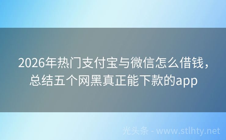 2026年热门支付宝与微信怎么借钱，总结五个网黑真正能下款的app