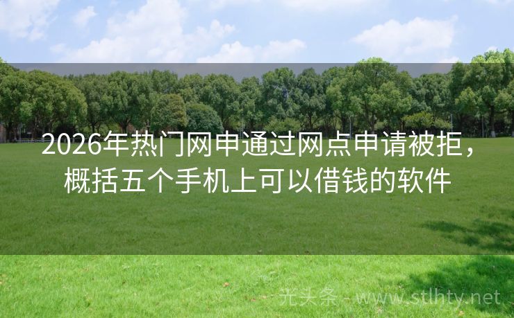 2026年热门网申通过网点申请被拒，概括五个手机上可以借钱的软件