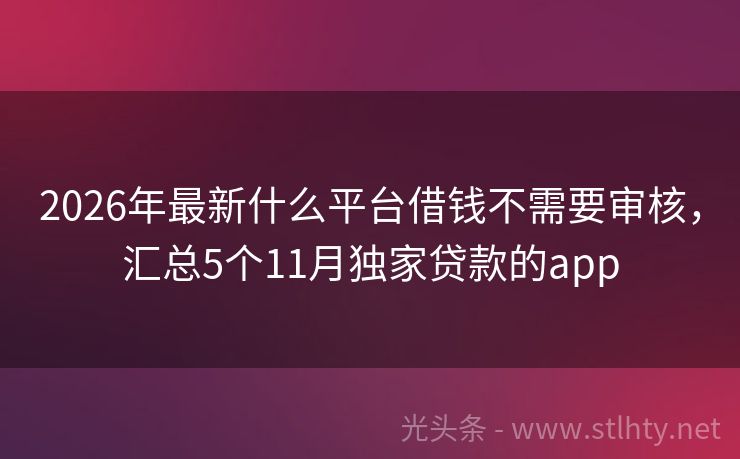 2026年最新什么平台借钱不需要审核，汇总5个11月独家贷款的app