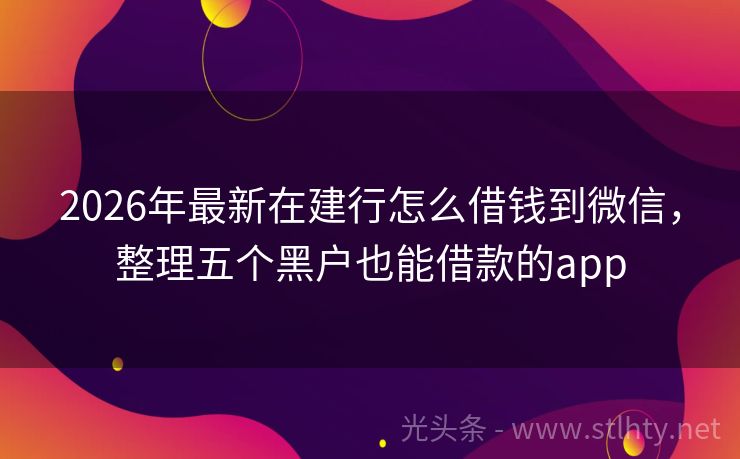 2026年最新在建行怎么借钱到微信，整理五个黑户也能借款的app