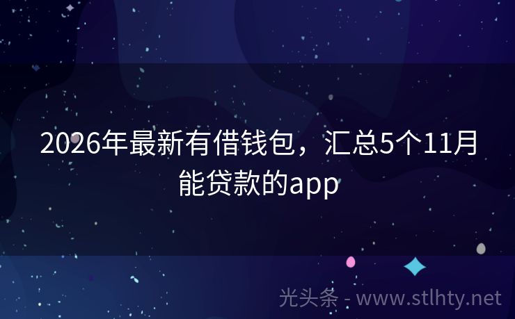 2026年最新有借钱包，汇总5个11月能贷款的app