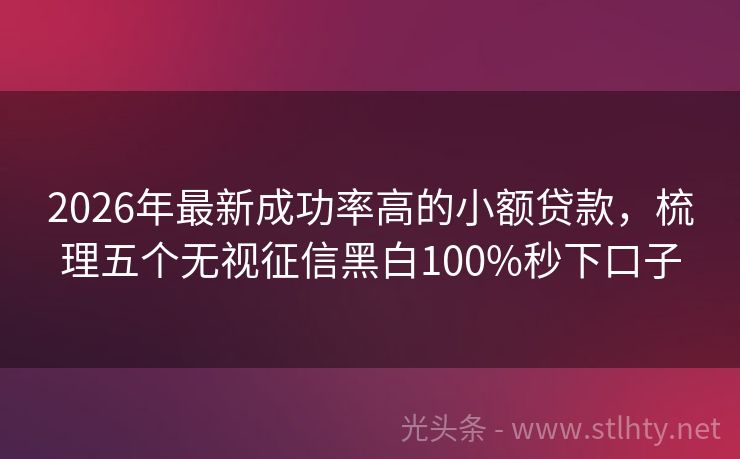 2026年最新成功率高的小额贷款，梳理五个无视征信黑白100%秒下口子