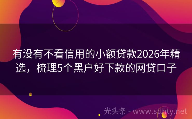 有没有不看信用的小额贷款2026年精选，梳理5个黑户好下款的网贷口子