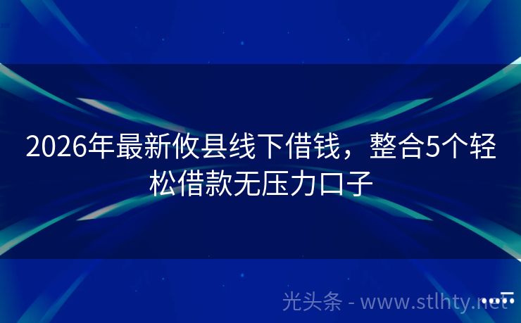 2026年最新攸县线下借钱，整合5个轻松借款无压力口子
