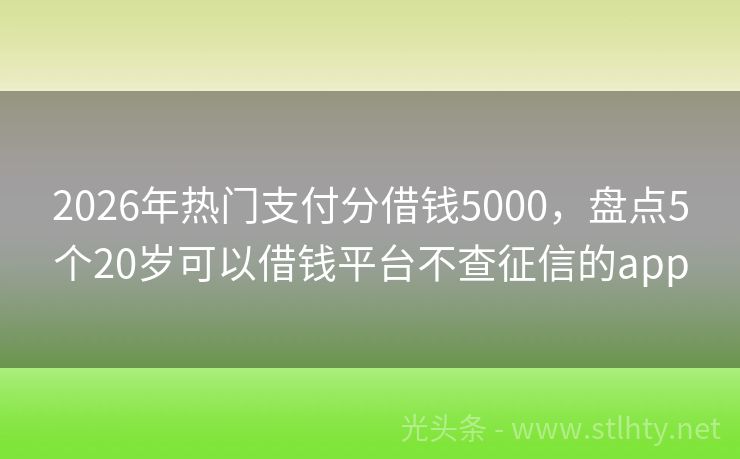 2026年热门支付分借钱5000，盘点5个20岁可以借钱平台不查征信的app