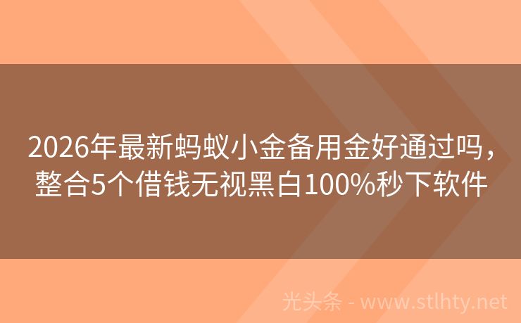 2026年最新蚂蚁小金备用金好通过吗，整合5个借钱无视黑白100%秒下软件