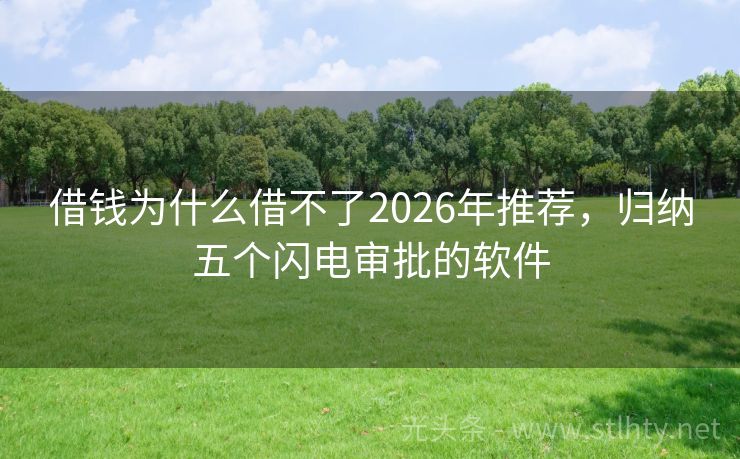 借钱为什么借不了2026年推荐，归纳五个闪电审批的软件