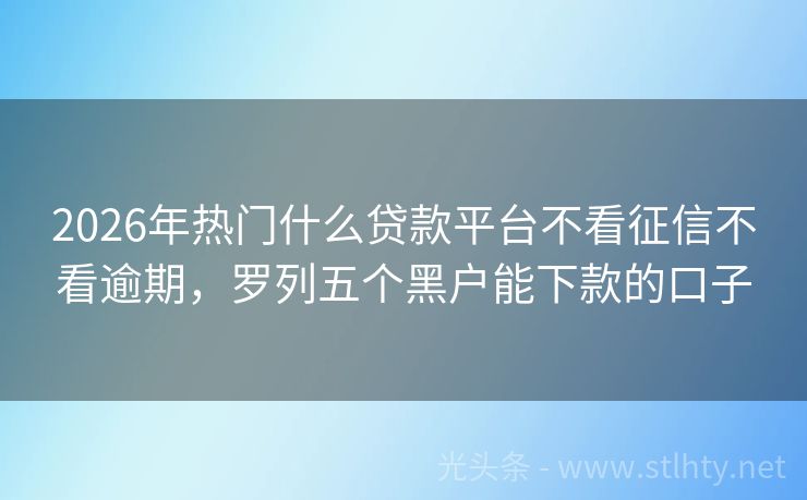 2026年热门什么贷款平台不看征信不看逾期，罗列五个黑户能下款的口子