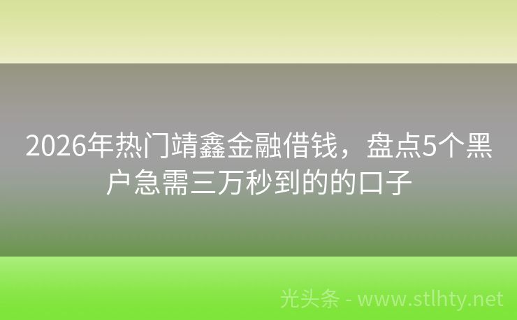 2026年热门靖鑫金融借钱，盘点5个黑户急需三万秒到的的口子