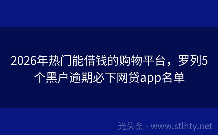 2026年热门能借钱的购物平台，罗列5个黑户逾期必下网贷app名单