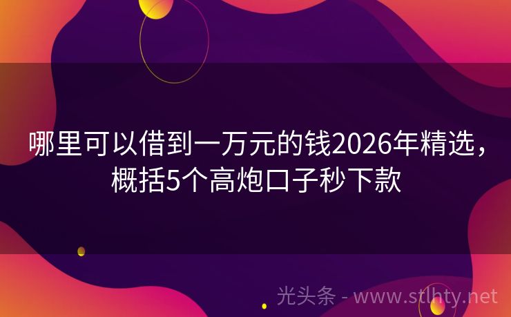 哪里可以借到一万元的钱2026年精选，概括5个高炮口子秒下款