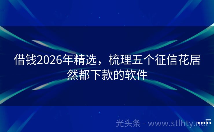 借钱2026年精选，梳理五个征信花居然都下款的软件