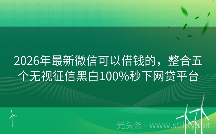 2026年最新微信可以借钱的，整合五个无视征信黑白100%秒下网贷平台