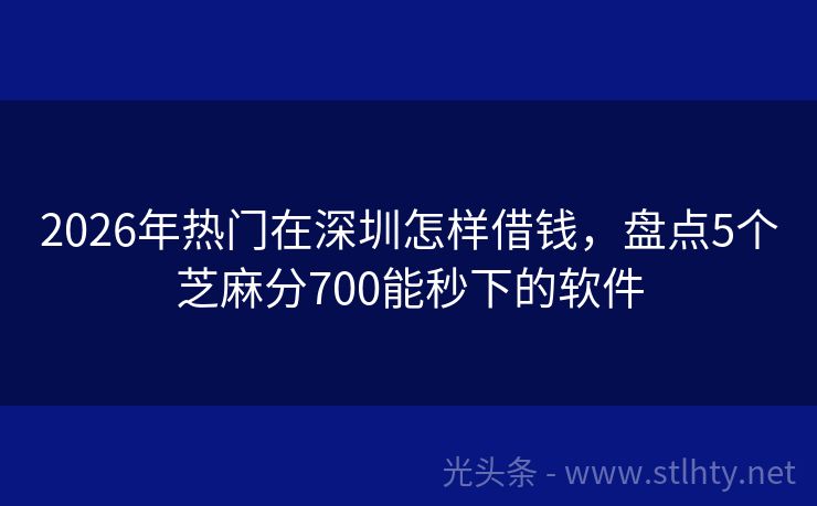 2026年热门在深圳怎样借钱，盘点5个芝麻分700能秒下的软件