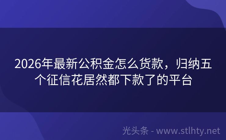 2026年最新公积金怎么货款，归纳五个征信花居然都下款了的平台