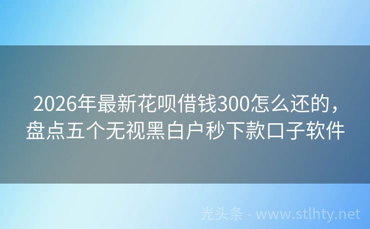 2026年最新花呗借钱300怎么还的，盘点五个无视黑白户秒下款口子软件