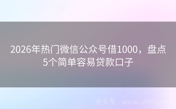 2026年热门微信公众号借1000，盘点5个简单容易贷款口子