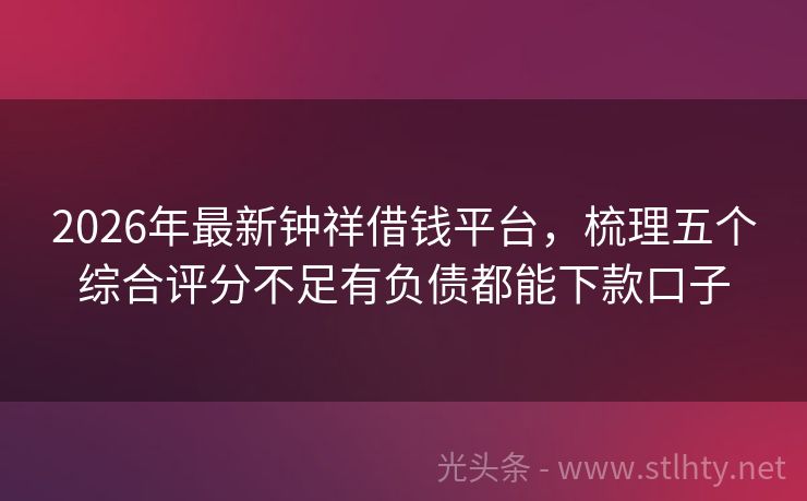 2026年最新钟祥借钱平台，梳理五个综合评分不足有负债都能下款口子