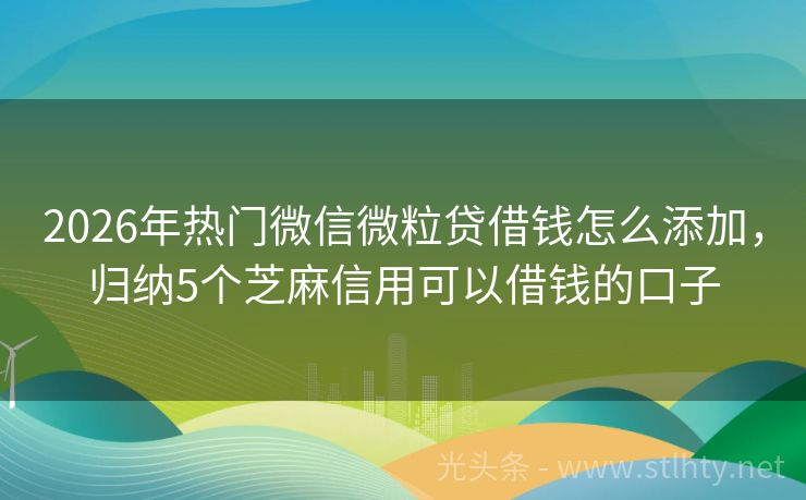 2026年热门微信微粒贷借钱怎么添加，归纳5个芝麻信用可以借钱的口子