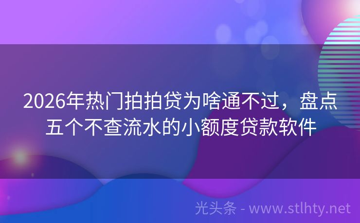 2026年热门拍拍贷为啥通不过，盘点五个不查流水的小额度贷款软件
