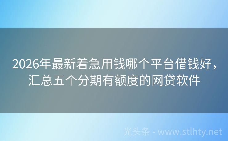 2026年最新着急用钱哪个平台借钱好，汇总五个分期有额度的网贷软件